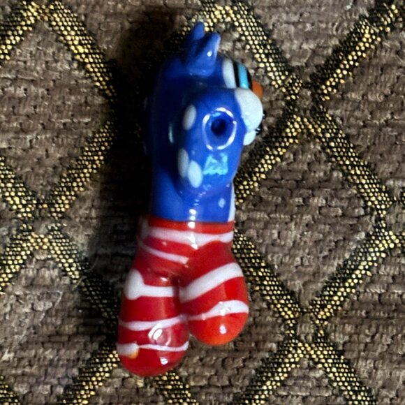 Vintage Patriotic lampwork cat bead - Picture 3 of 4
